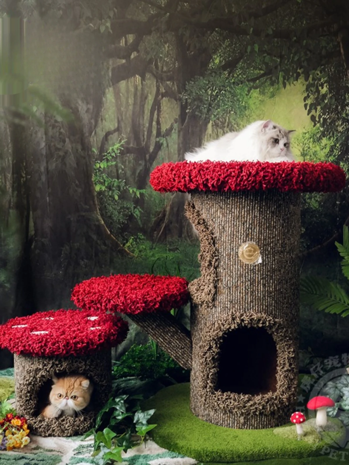 Mushroom Cat Climbing Frame, Nesting Tree Hole, Jumping Platform, Grasping Pillars, Pet Supplies