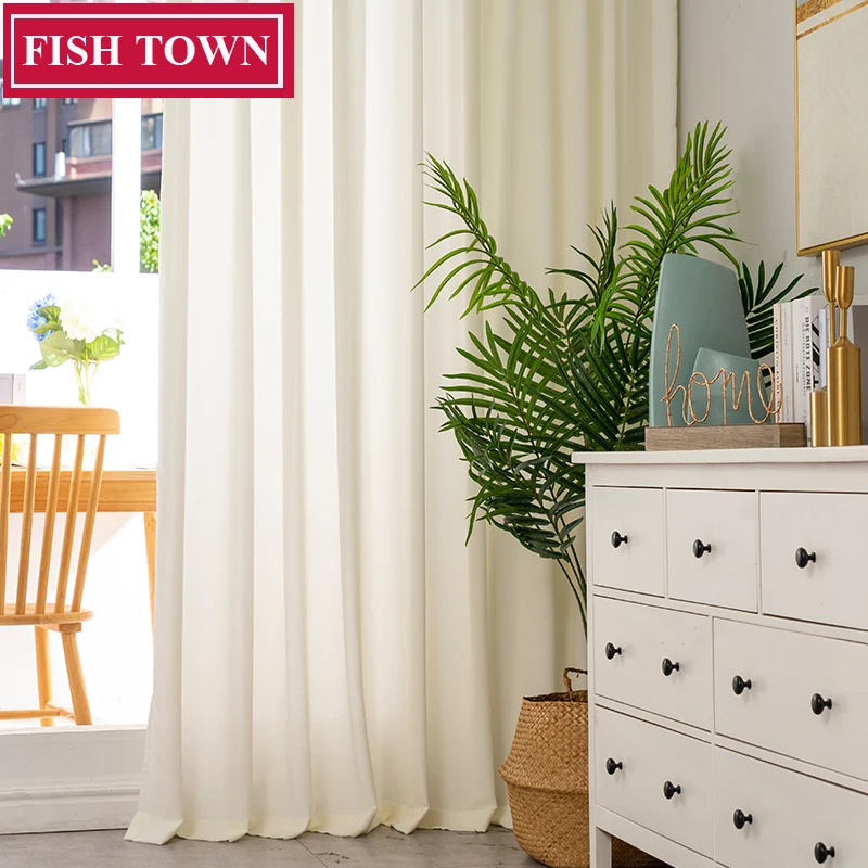 FISH TOWN White Light Filtering Tulle for Windows Thicken Semi Sheer Curtains for Living Room Privacy Assured Scratch Resistant