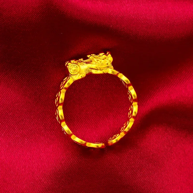

ZivaGold 24K gold ring AU999 full gold, agile Pixiu shape, adjustable opening, daily wear brings wealth and happiness to show