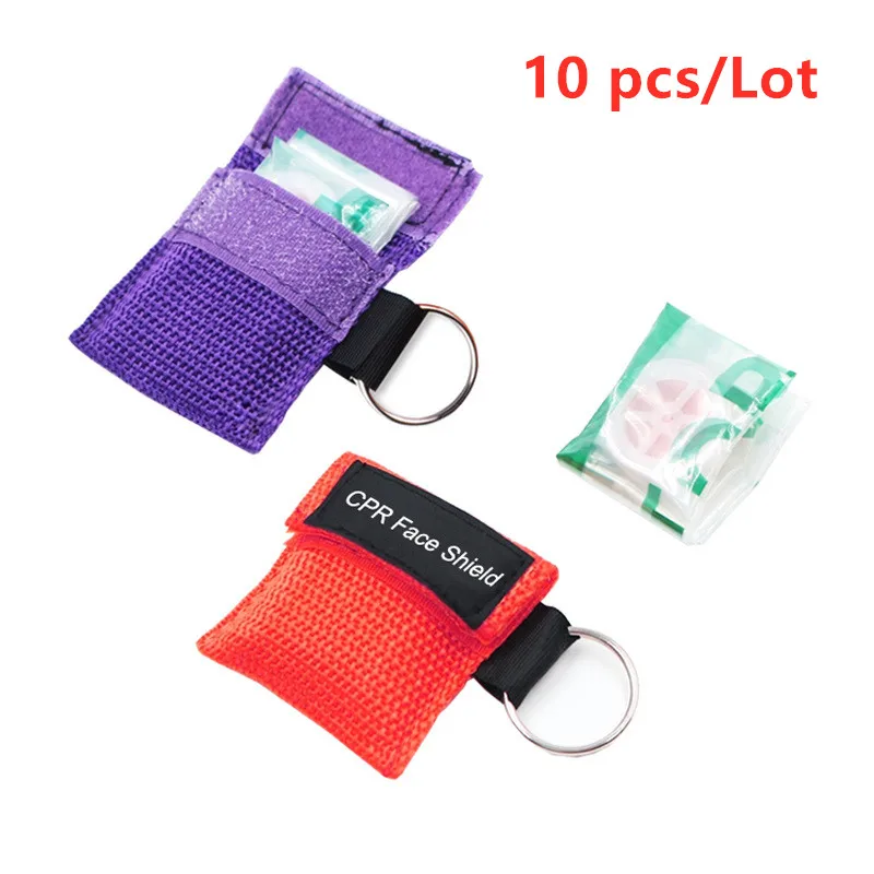 10 PCS CPR Emergency Mask First Aid Face Shield Membrane Portable Professional One-way Valve Rescue Tool