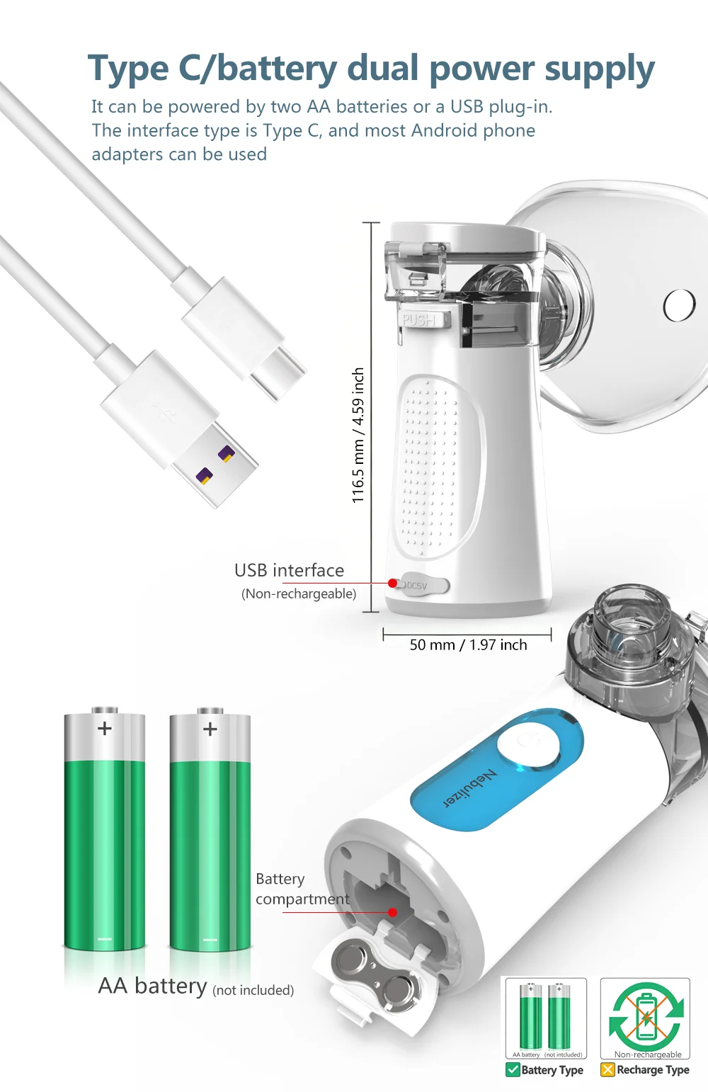KIUZOU Medical Silent Mesh Nebulizer Handheld Asthma Inhaler Atomizer Kids Adult Nebulizador Mini Portable Nebulizer Humidifier