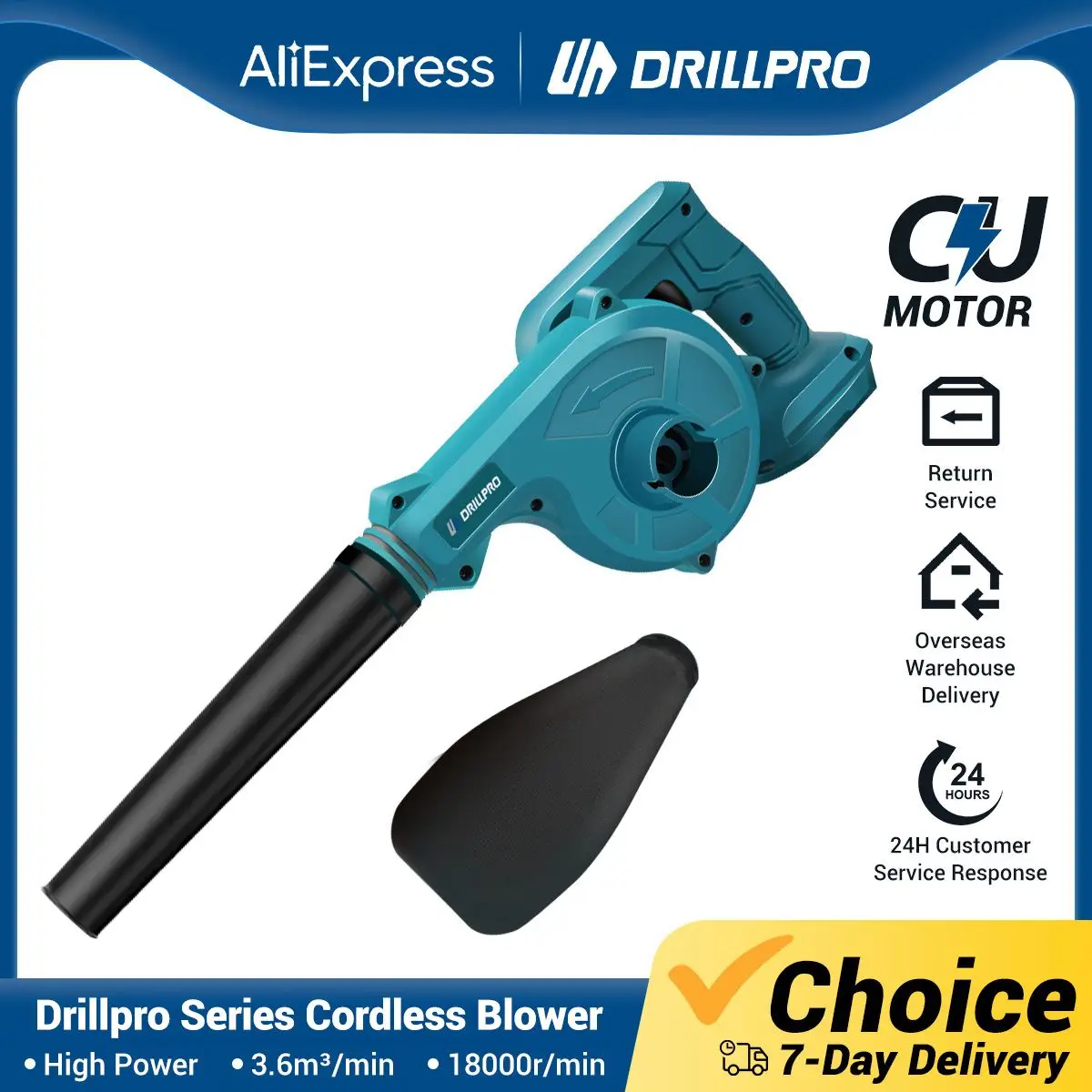 Drillpro Cordless Electric Air Blower Vacuum Clean For Dust Removal Snow Blower Machine Clean Power Tool For 18V Battery