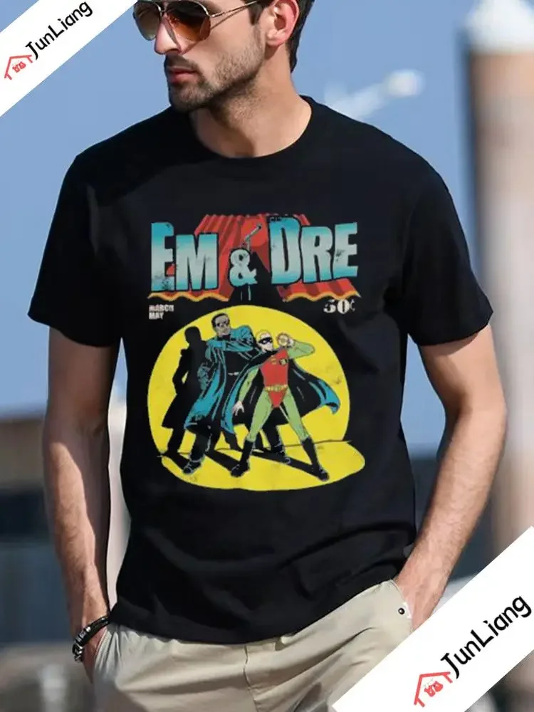 Summer Funny T Shirt Slim Shady Eminem and Dr.Dre Inspired Graphic Tee Comic Cover Style T-Shirt In B Casual