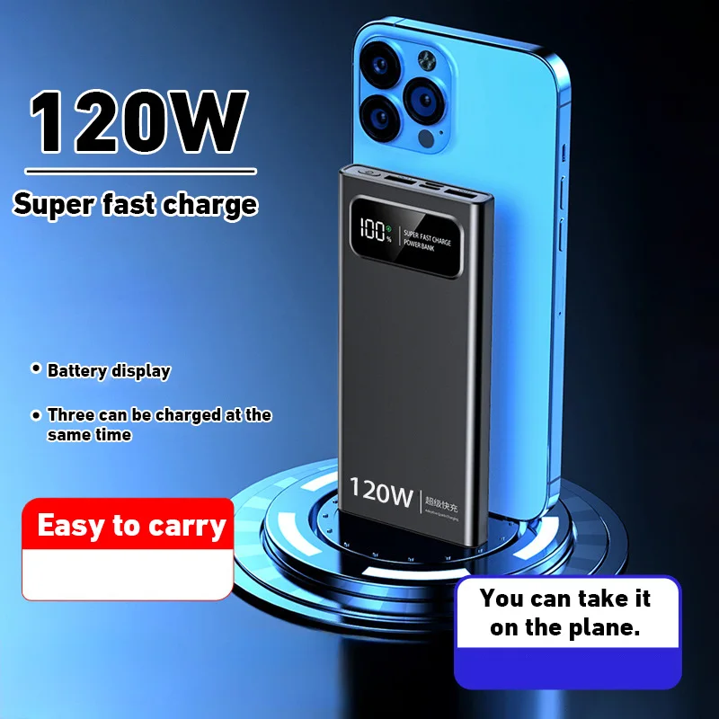 Lenovo 120wFast Charging Power Bank 200000mAh Ultralarge Capacity Portable Charger Power Bank External Battery For Iphone Xiaomi