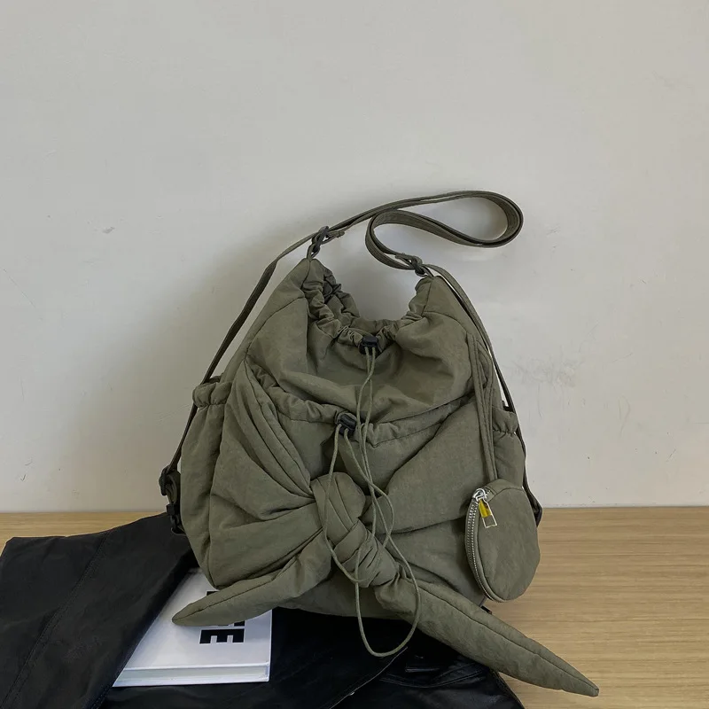 Arco amarrado crossbody saco para mulheres bolsa de ombro náilon casual versátil bolsa e bolsas femininas mochila saco de viagem bolsos mujer