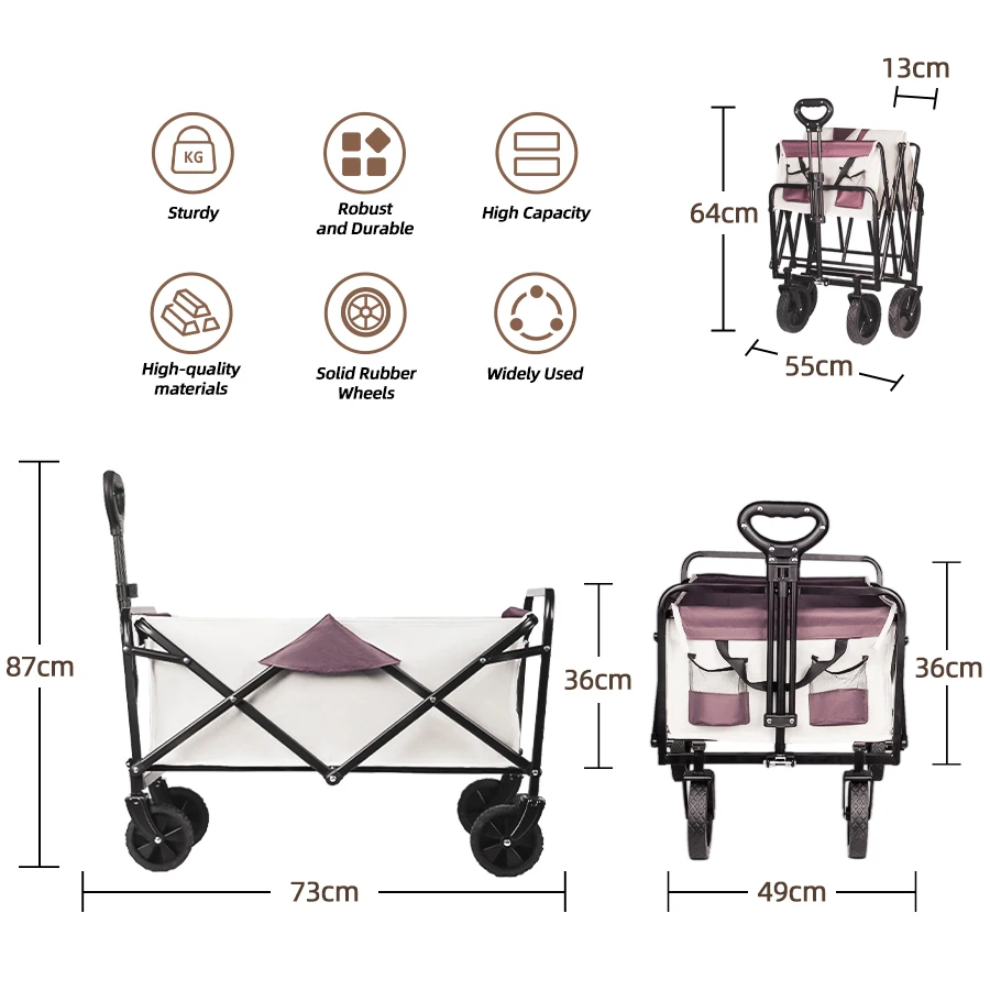 Outdoor Garden Util Fold Wagon Cart Collapsible Folding Utility Cart Heavy Duty Large Foldable Portable Picnic Beach Cart image 4