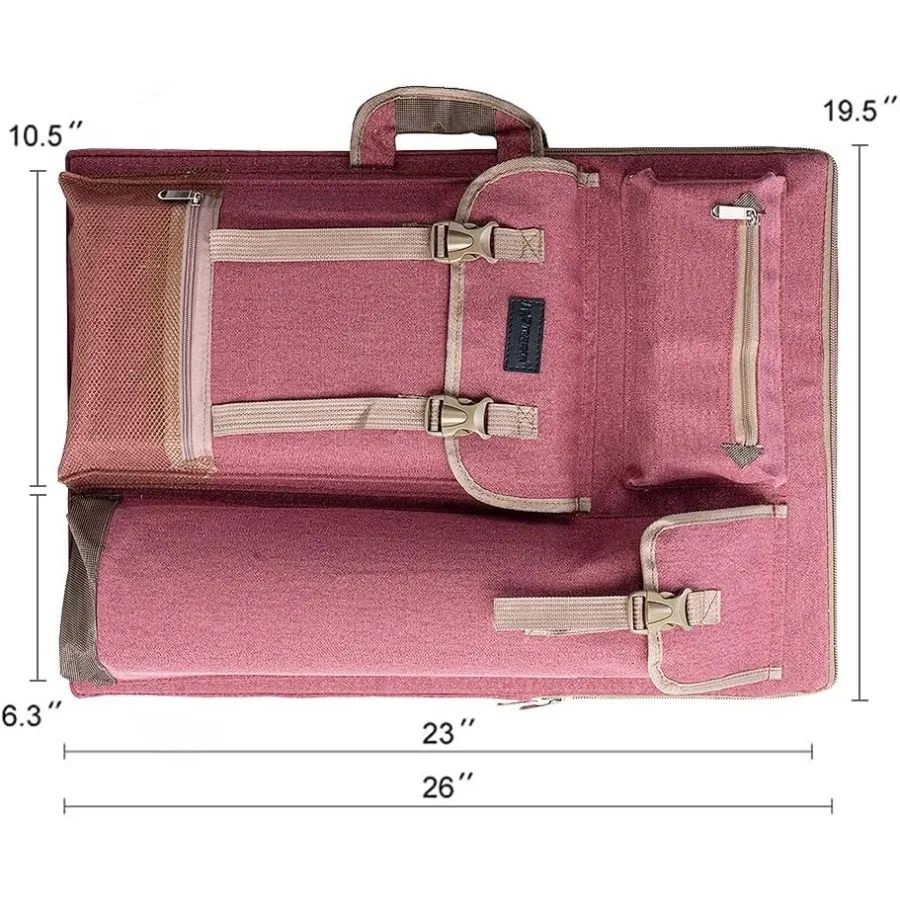 Zaino grande con portafoglio artistico in tela da 26 x 19,5 per artisti con design durevole e scomparti multipli Ideale per Studio t