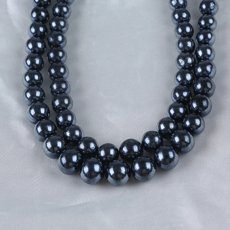 Good Quality 11-16mm Freshwater Black Round Loose Pearl Beads Plated With Bright Oil For Jewelry Making