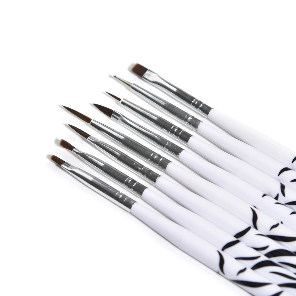 8Pcs/Set Nail Art Brushes Acrylic Liquid Powder French Stripes Liner Painting Drawing Design Pen UV Gel Manicure Tools