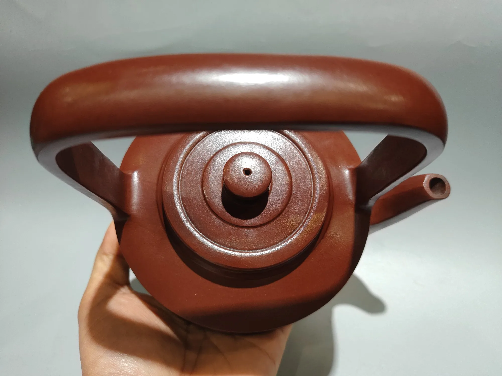 Purple Clay Pot The Book of Changes Disk shape Loop-handled Teapot Handheld components Study teapot Kettle Teapot  Pot Tea