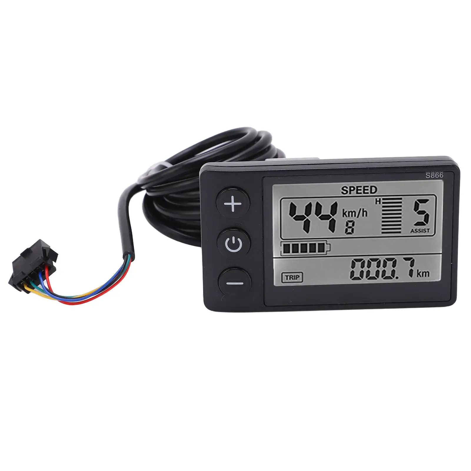 Electric Bike LCD Display Panel S866 24V36V48V 22.2mm IP65 SM Plug Controller