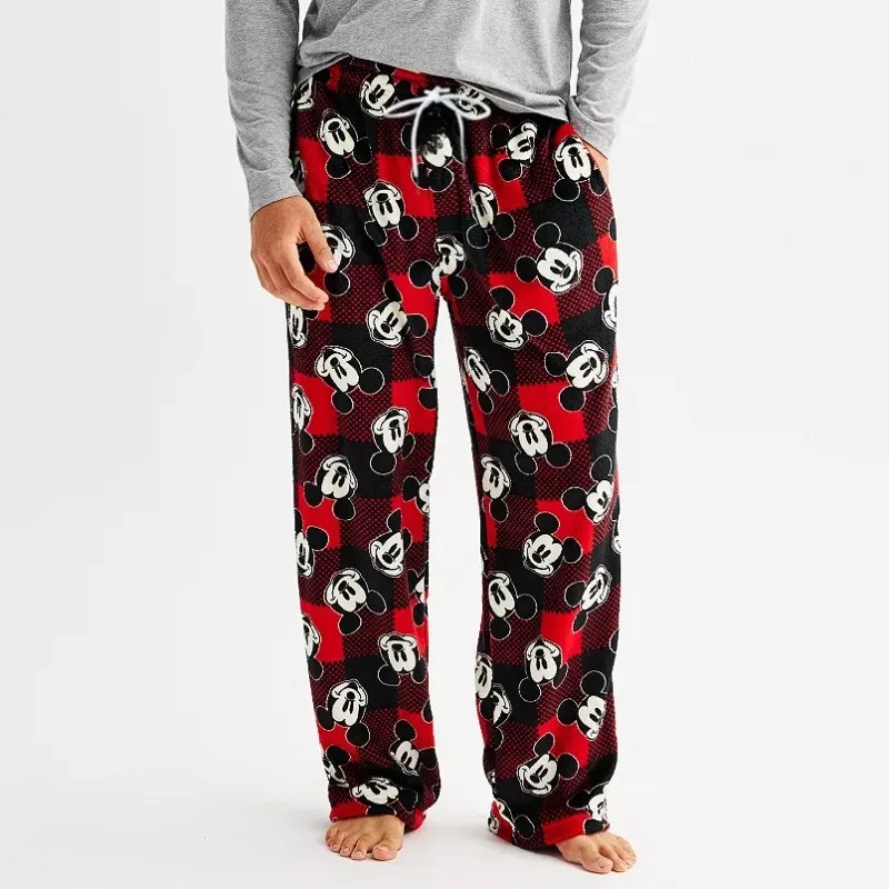 Pantalones de Verano 2026 con Diseño Cómodo de Mickey y Minnie, Pantalones Negros y Rojos con Estampado de Dibujos Animados, Pantalones Holgados de Moda Y2K