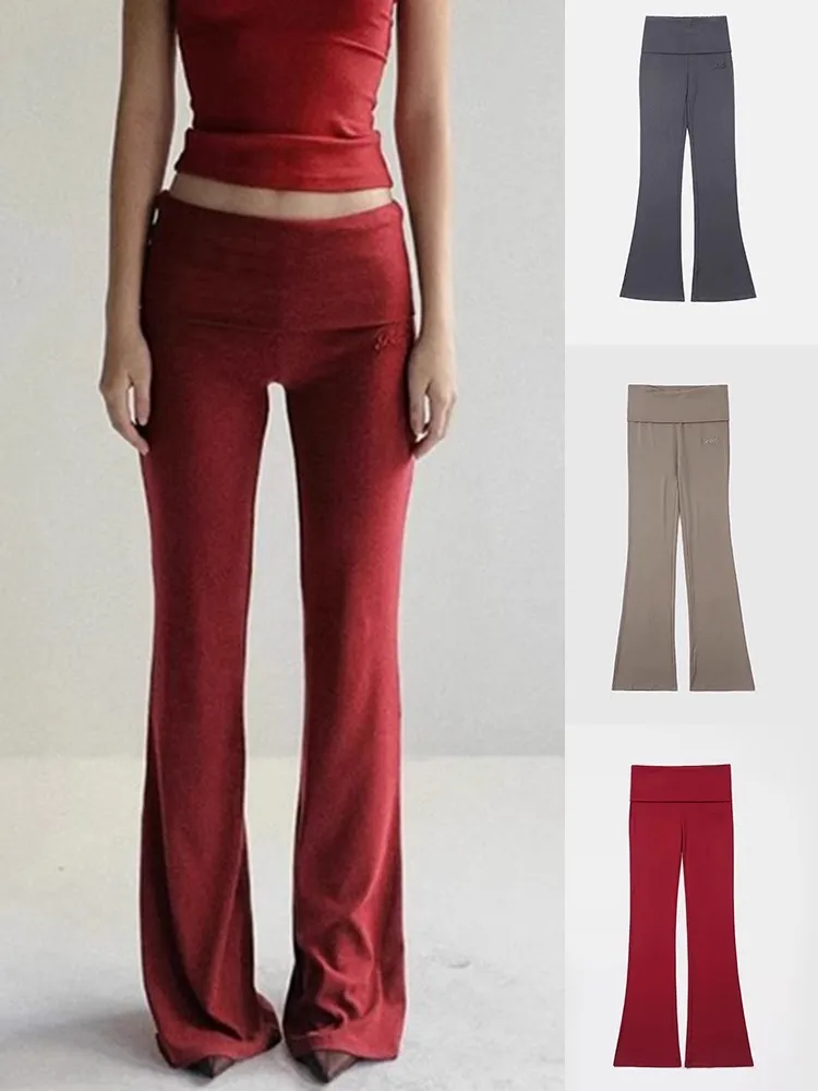 

American Sle Hot Girl Casual Pants Women's Design Sense Flared Pants Slimming Long Trousers Trendy High Waist Elastic