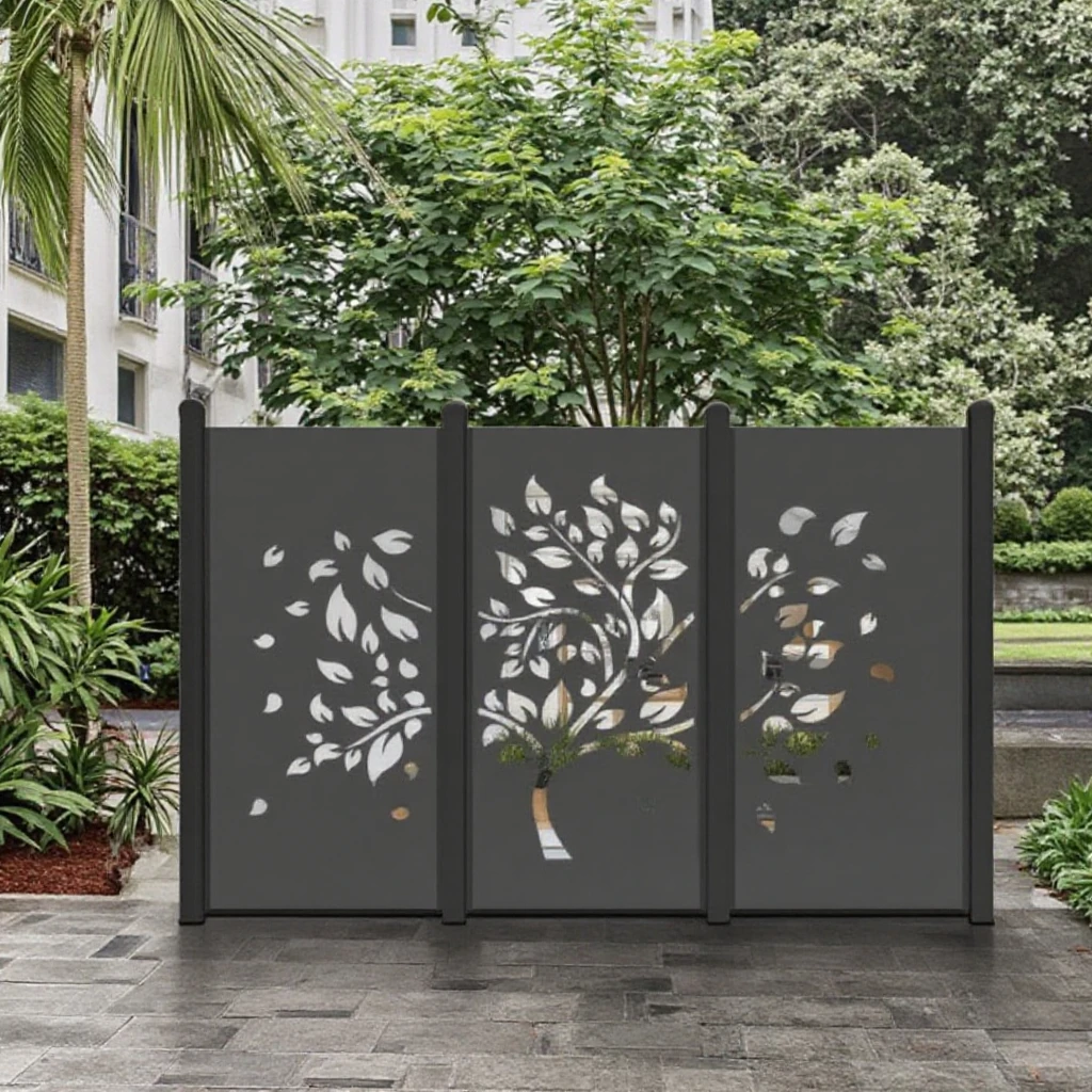 

Laser-Cut Steel Screen Trellis for Outdoor Garden Privacy Fence Beautiful Decorative Backyard Fencing for Residential Villa