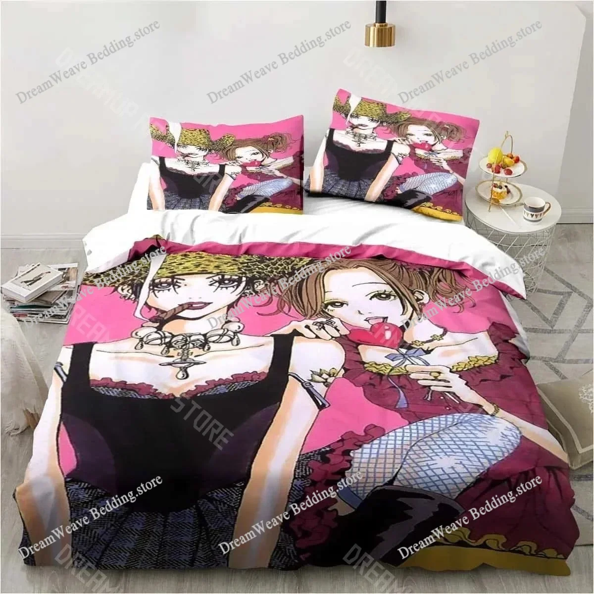 

3D Print Cartoons Black Stone NANA Manga Bedding Set Single Twin Full Queen King Size Bed Set Adult Kid Bedroom Duvet Cover Sets