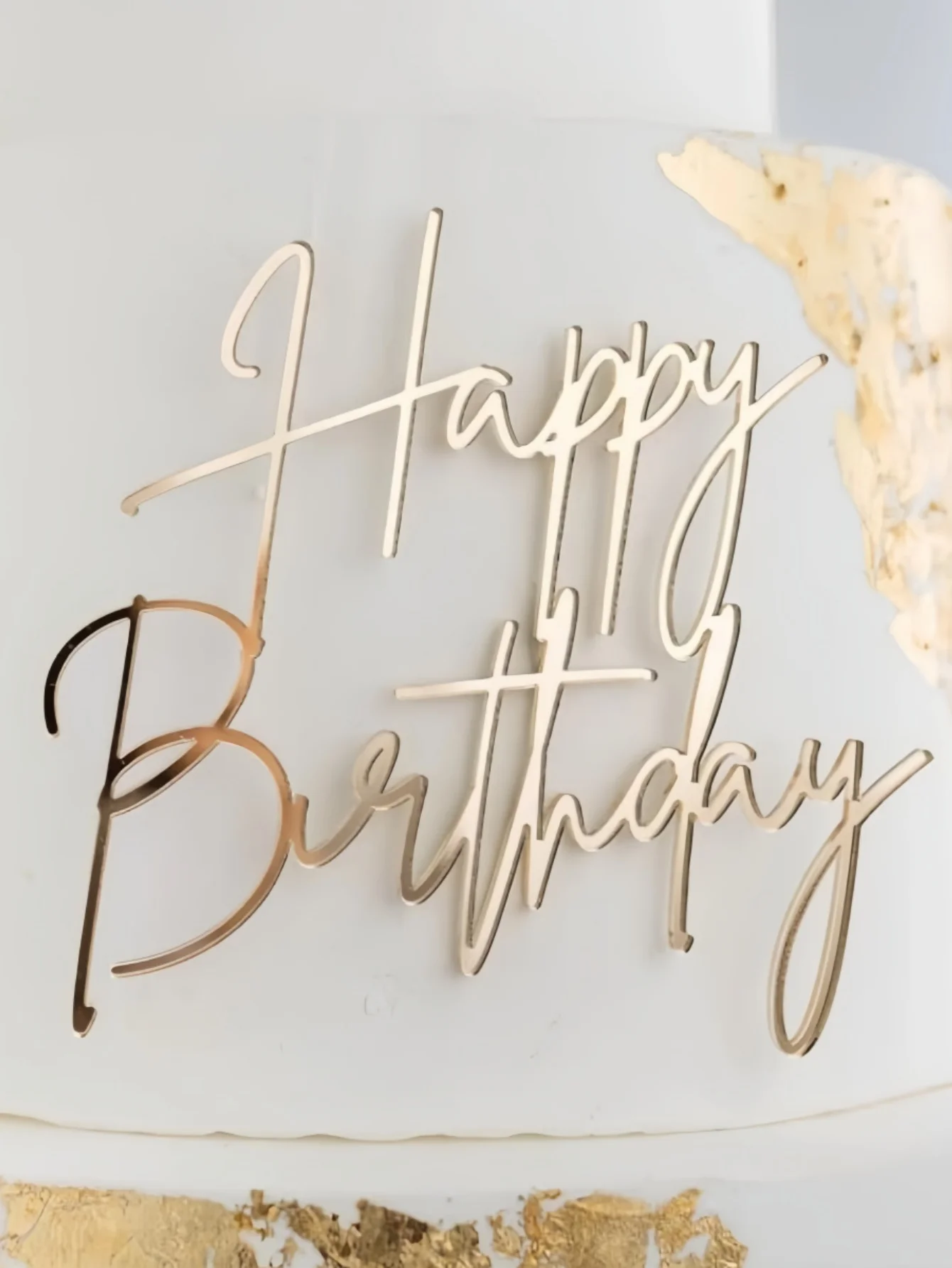 5/10 piezas de elegante decoración de acrílico para pastel de cumpleaños, diseño cursivo de lujo para celebración de fiestas de cumpleaños