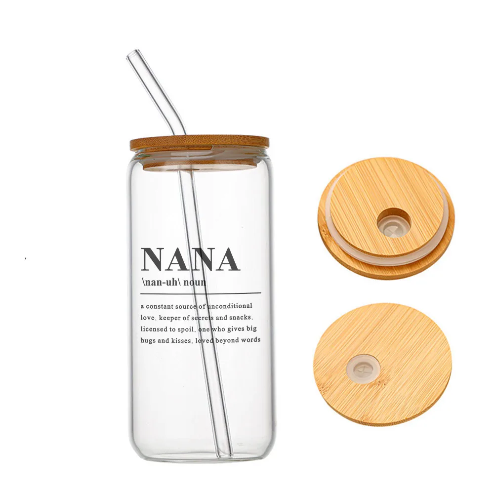 

Nana Gifts Perfect for Nana's from Granddaughter Glass For Heat Resistant High Drinking Cup With Straws Lids 16 oz