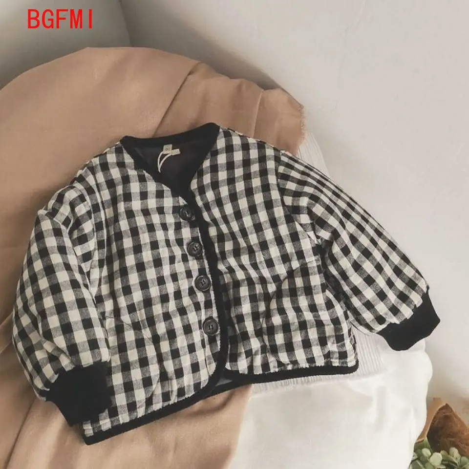 Autumn Winter New Children Long Sleeve Warm Jacket Casual Kids Girls Lattice Coat Baby Boys Cotton Padded Jacket Infant Clothes