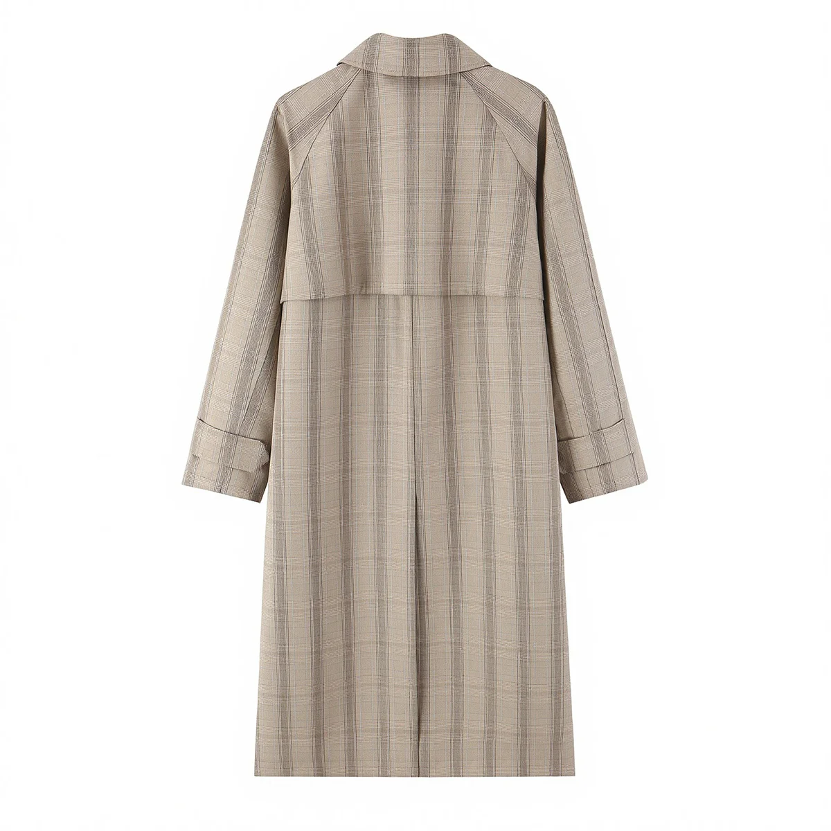 TFMLN Damen Langer Trenchcoat mit Langen Ärmeln, Seitentaschen, Maxi-Windbreaker, Revers, Einreihiger Knopfleiste, Modischer Herbst-Trenchcoat – Detail 3