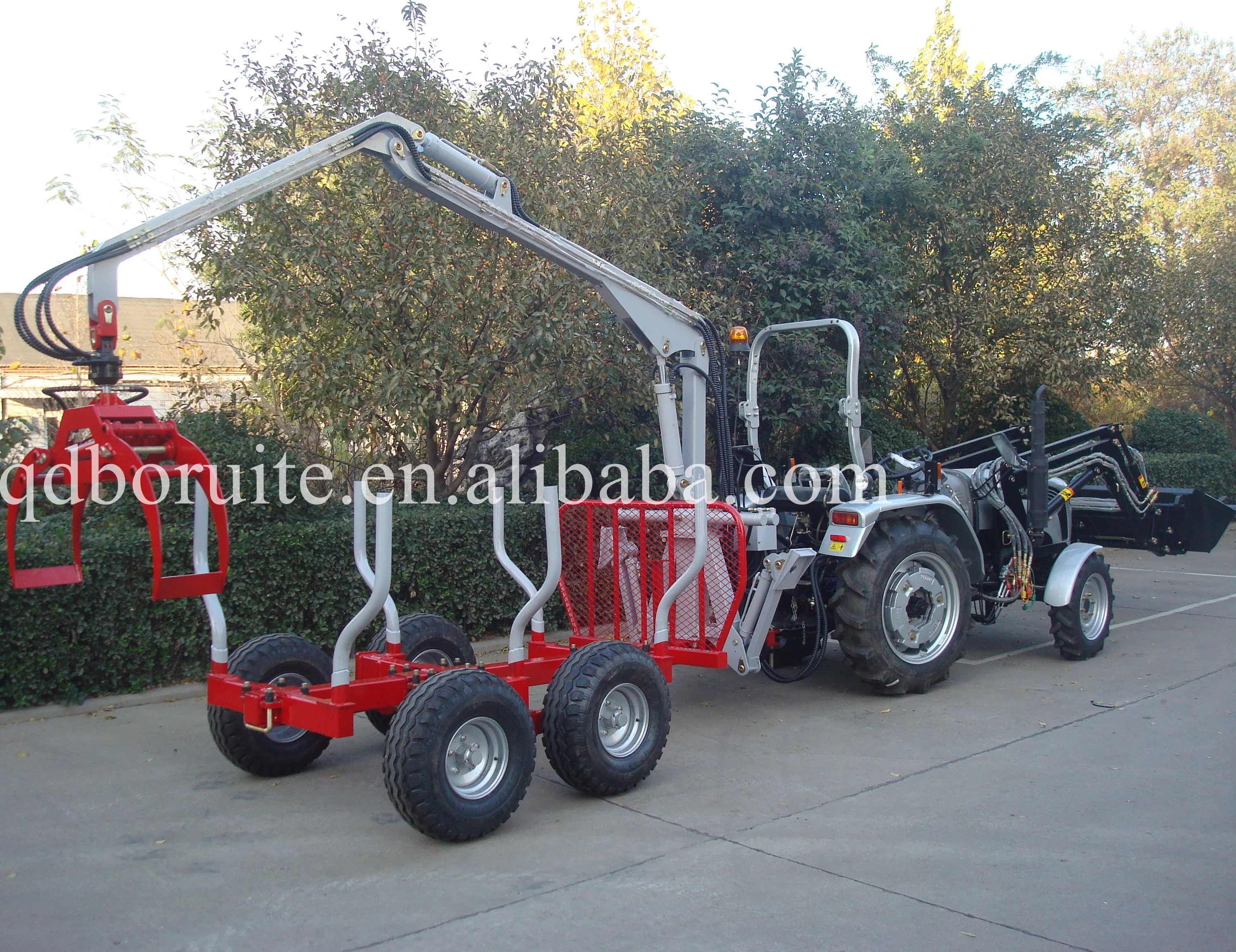 Customized Forest Farm Tractor Log Trailer With Crane