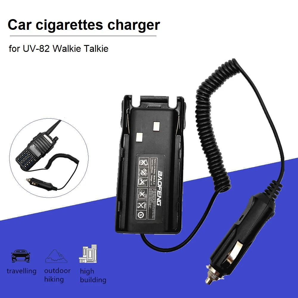 Car Cigarettes Charger for Baofeng UV-82 Walkie Talkie Long Range UV82 8W Dual Band Ham Radio Station Car Charger for Truckers