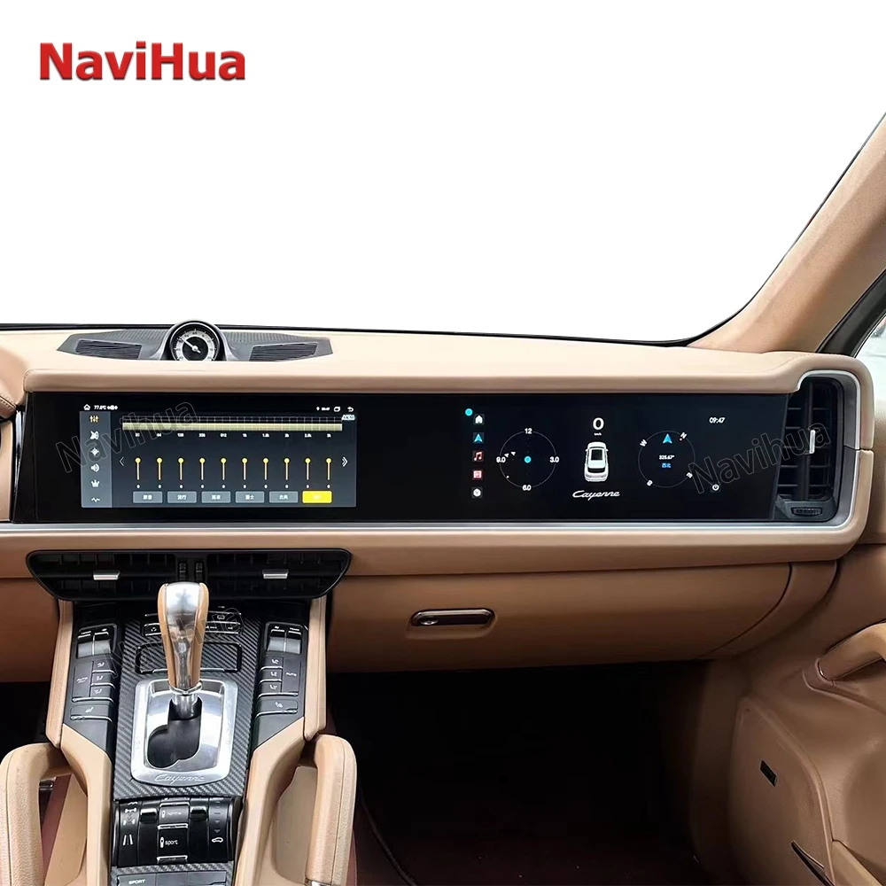 

Новый дизайн, обновление с двойным экраном 12,3 дюйма для Porsche Cayenne, мультимедийный Android автомобильный радиоприемник Carplay, GPS-навигация, автоголовное устройство
