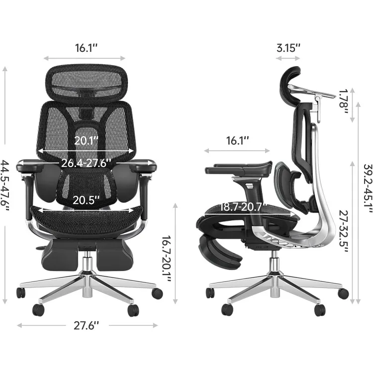 E3 Pro Ergonomic Office Chair, Big and Tall Office Chair - with 3-Zone Dynamic Lumbar Support, 4D Adjustable Headrest