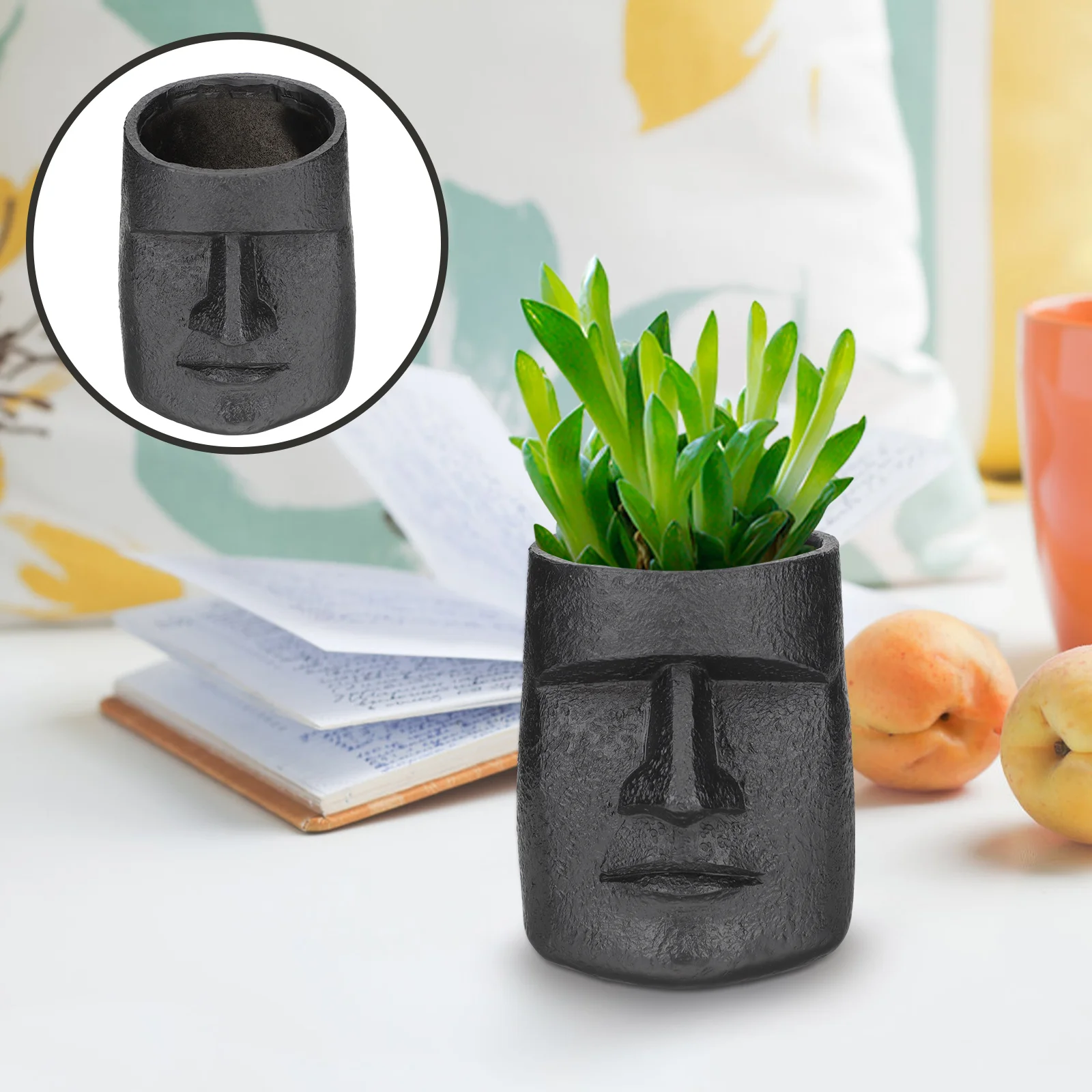 

Easter Pot Holder Resin Container Home Ornament Vases Planter Decor Face Design Desktop Simple Stand