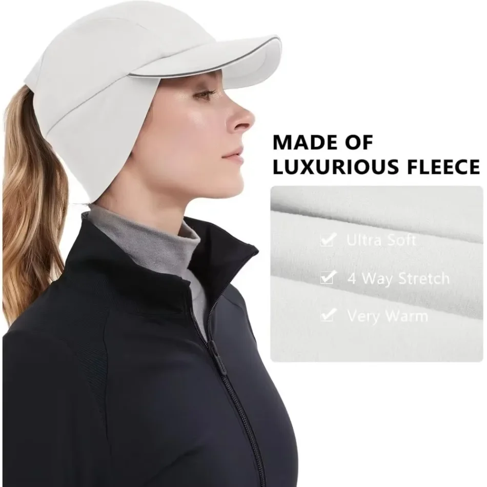 💥Must-Have Winter Sports Cap for Active Women - Reflective Fleece Lining, Ponytail Hole, and Ultimate Warmth!