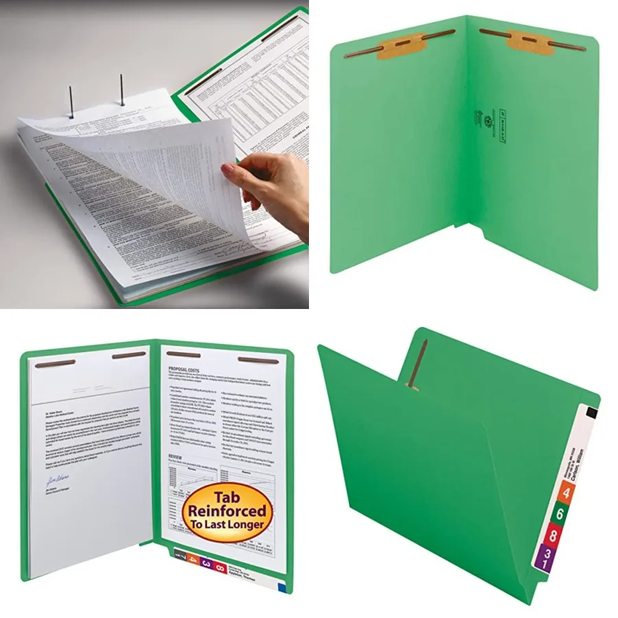 

End Tab Fastener File Folder, Shelf-Master® Reinforced Straight-Cut Tab, 2 Fasteners, Letter Size,,50 per Box 25140