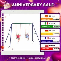 Outsunny children's swing with 2 Chairs and Multicolor Metal support