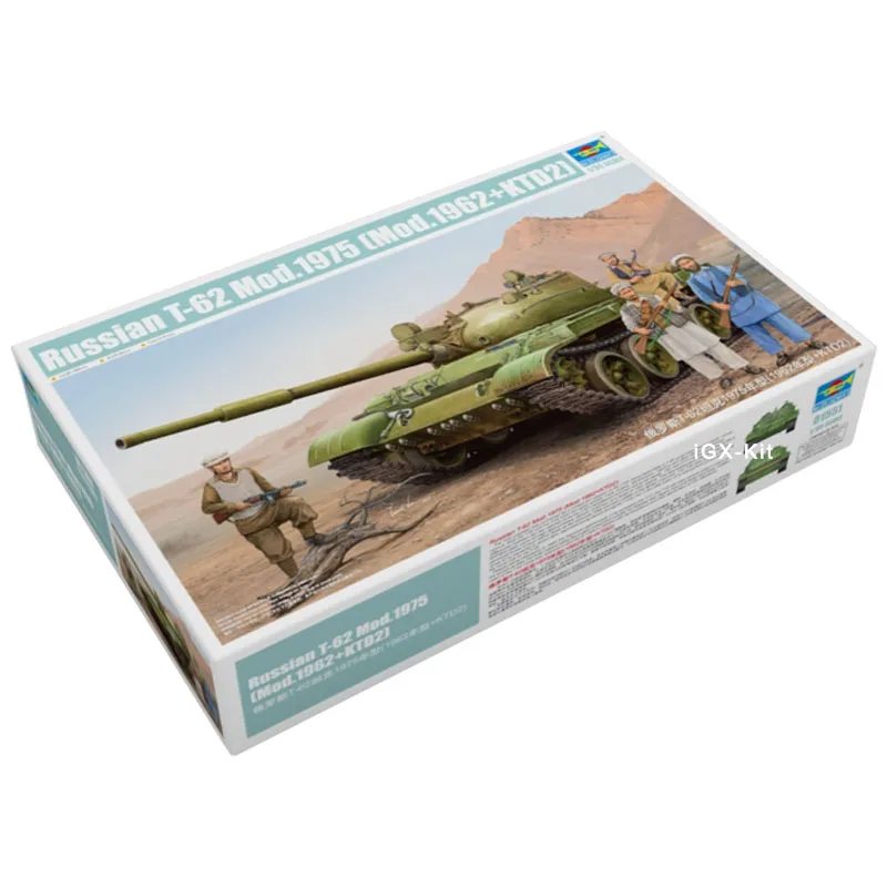 Trumpeter 01551 1/35 Russian T-62 T62 Mod 1975 Tank W/ KTD2  Military Children Toy Gift Plastic Assembly Building Model Kit