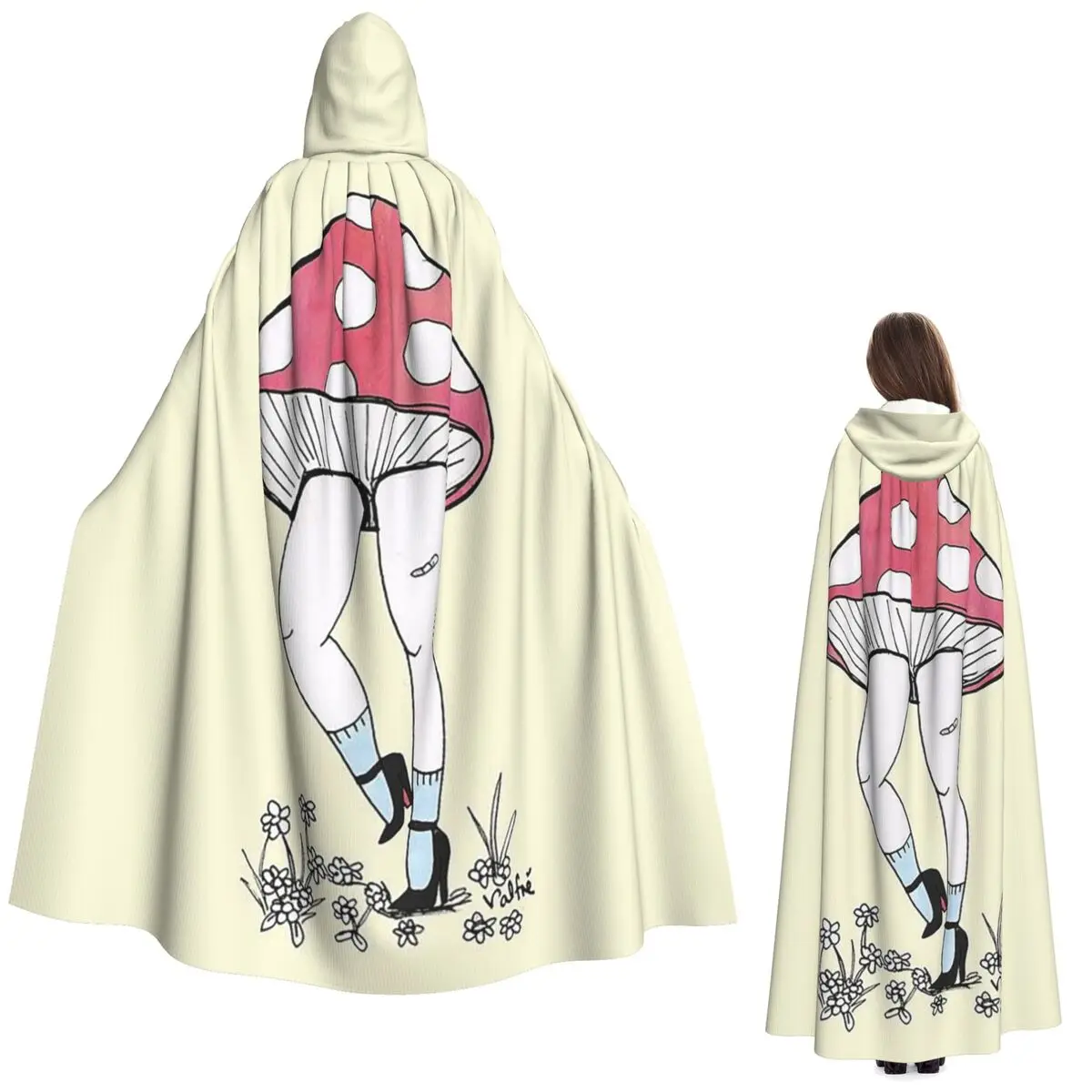 

Дамы с грибными шляпами, длинный плащ с капюшоном, средневековый костюм ведьмы, накидка для косплея, вечеринка на Хэллоуин для взрослых, унисекс