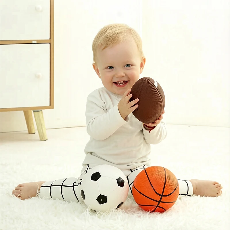 3Pcs Kids Sport Balls Set Mini Inflatable Basketball Football Rugby Toy small Outdoor indoor Soccer for Children kids Training