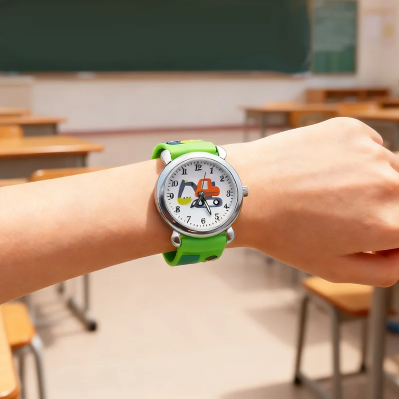 Chaoyada Jam Tangan Kuarsa Anak Laki-laki Perempuan Anak Kecil Modis Keren Tali Silikon Ekskavator Jam Tangan Siswa Kartun Kedap Air