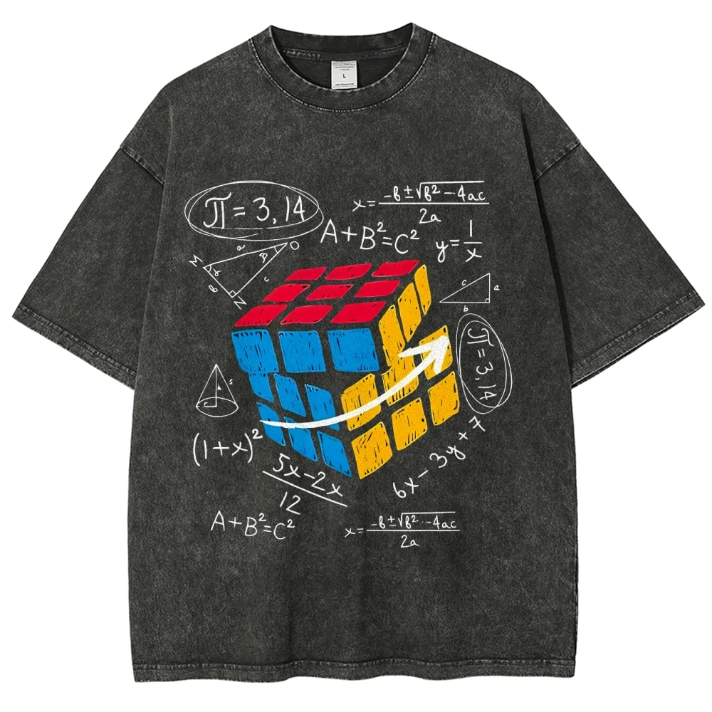 

Футболка Math Cube Gamer: винтажная футболка с кубиком Рубика и математическими формулами. Nerd — крутой стиль, идеально подходит для геймеров и любителей математики