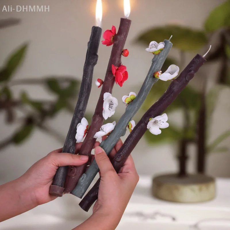 

2 шт., силиконовые формы в форме ветки дерева, праздничная атмосфера, формы для свечей, формы для торта, формы для ароматерапевтических свечей