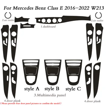 Car Styling 5D Carbon Fiber Car Interior Center Console Color Change Molding Sticker Decals For Mercedes E Class W213 2016-2021