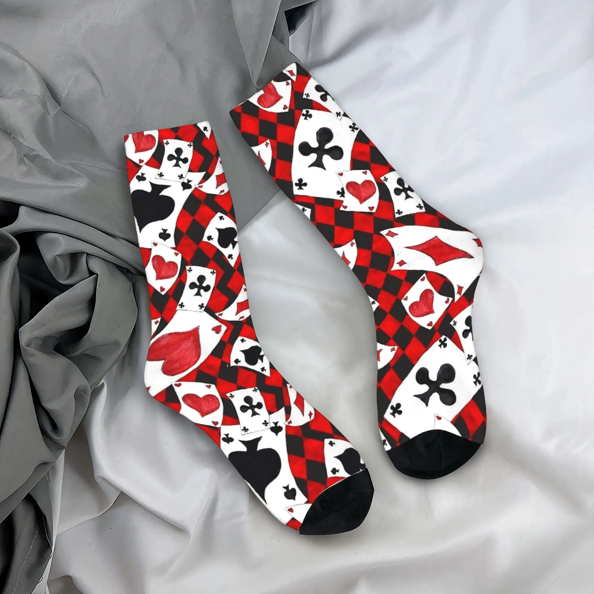 Playing Poker card suits symbols  Socks  Printed Stockings Anti Skid Men Socks Quality Winter Gothic Outdoor Sports Socks