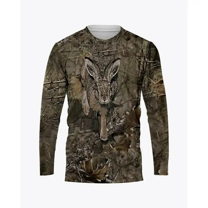 Camouflage Wild Hunting Animal Graphic t shirts 3D printed men\'s and women\'s streetwear T-shirt clothing O-neck long sleeved Tee