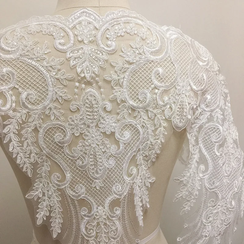 Ivory White High Density Embroidery Sequin Lace, Bridal Clothing Accessories, DIY High-Quality, 60cm Width, RS2911