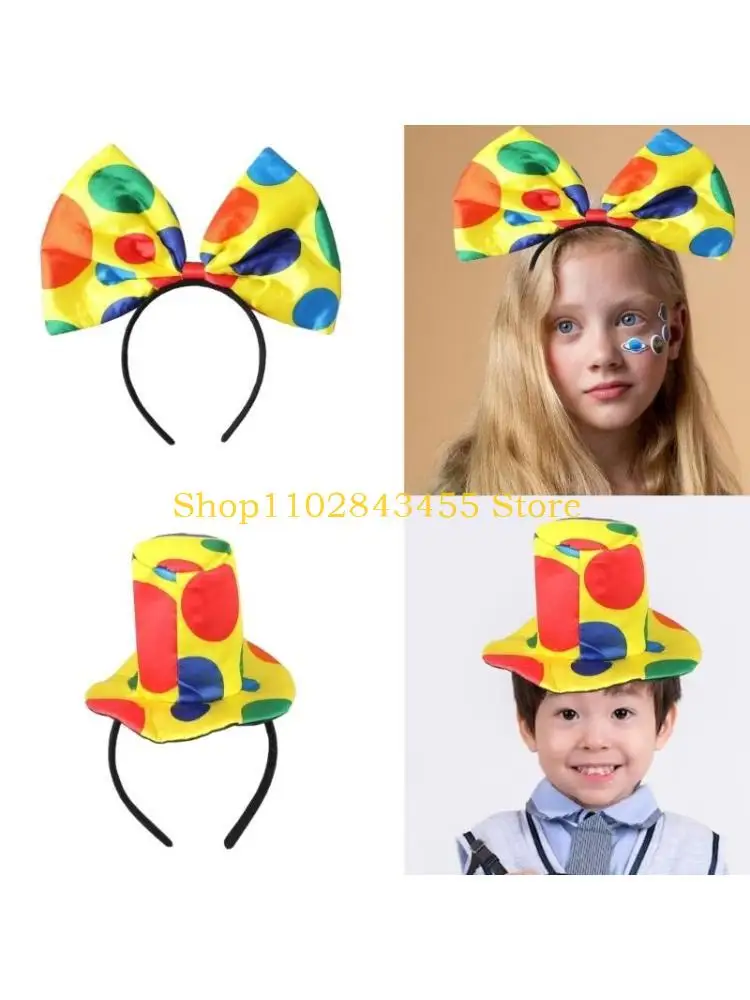 

49MC Костюм на Хэллоуин в горошек с бантом, повязка на голову, повязка на голову клоуна, детская праздничная одежда