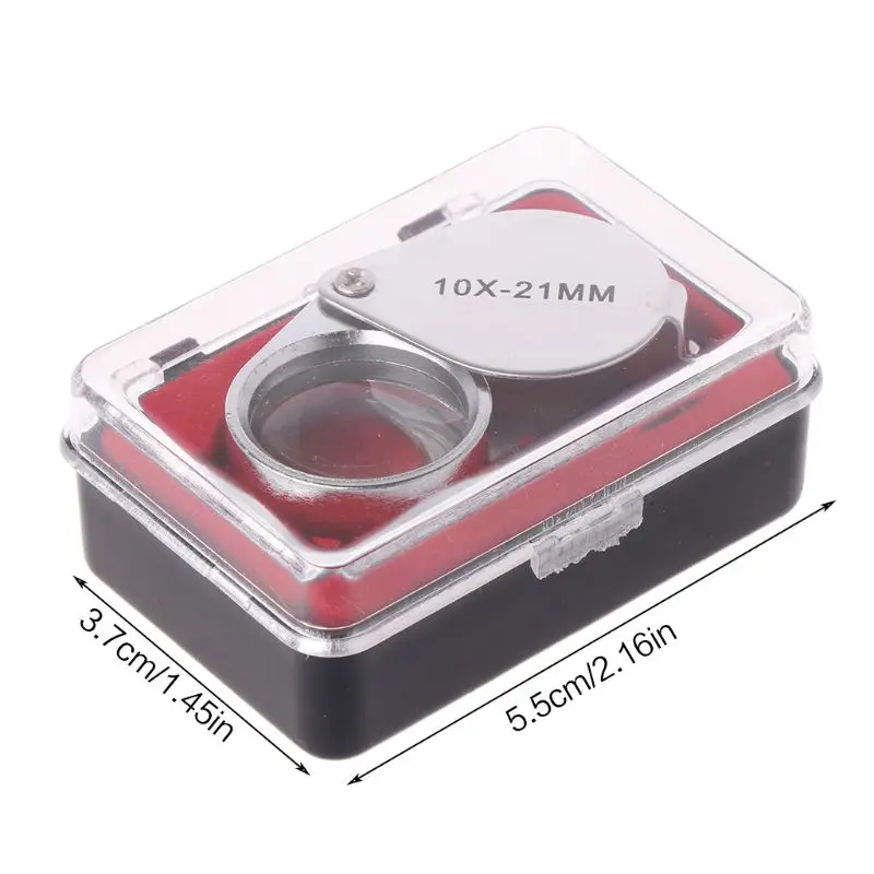 Jeweler Diamond Loupe 10X 21mm Glass Foldable Eye Magnifier with Box 40JE