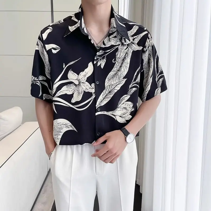 

New Spring Summer Casual Printed Short Sleeve Shirt Men Stylish Lightweight Versatile Men Shirt