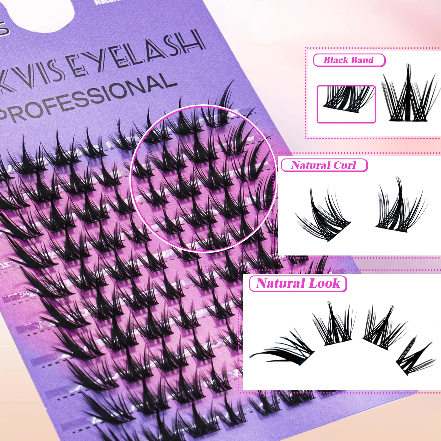 100 Pcs Natural False Eyelashes Fox Oblique Fly + Dog Eyelash Cluster Thick Roll Warped Mirror Clustered False Eyelashes