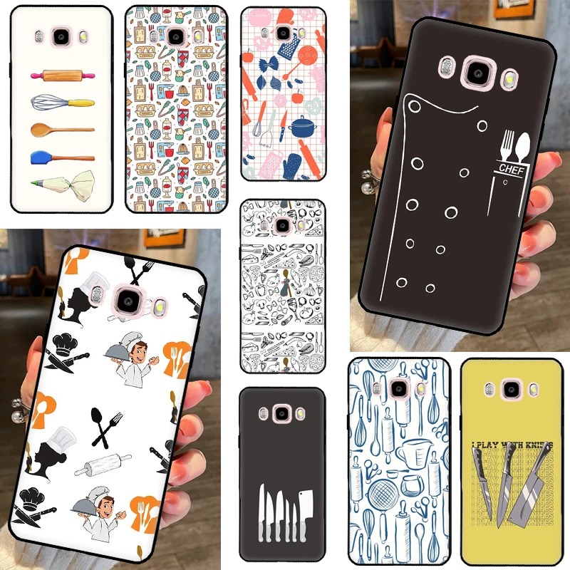 Cooking Chef Knives Case For Samsung Galaxy J3 J5 J7 2017 A3 A5 J1 2016 A7 A9 J8 A6 A8 J4 J6 Plus 2018 Coque