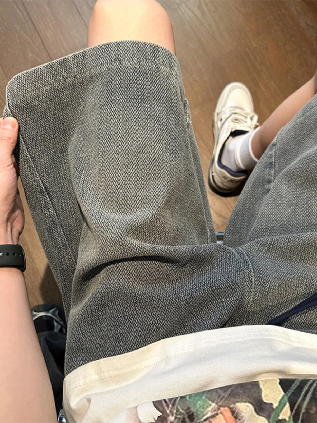 

Мужские летние джинсовые шорты свободного кроя из тонкого денима, повседневные прямые брюки-пятичетверти, молодежный стиль, на резинке