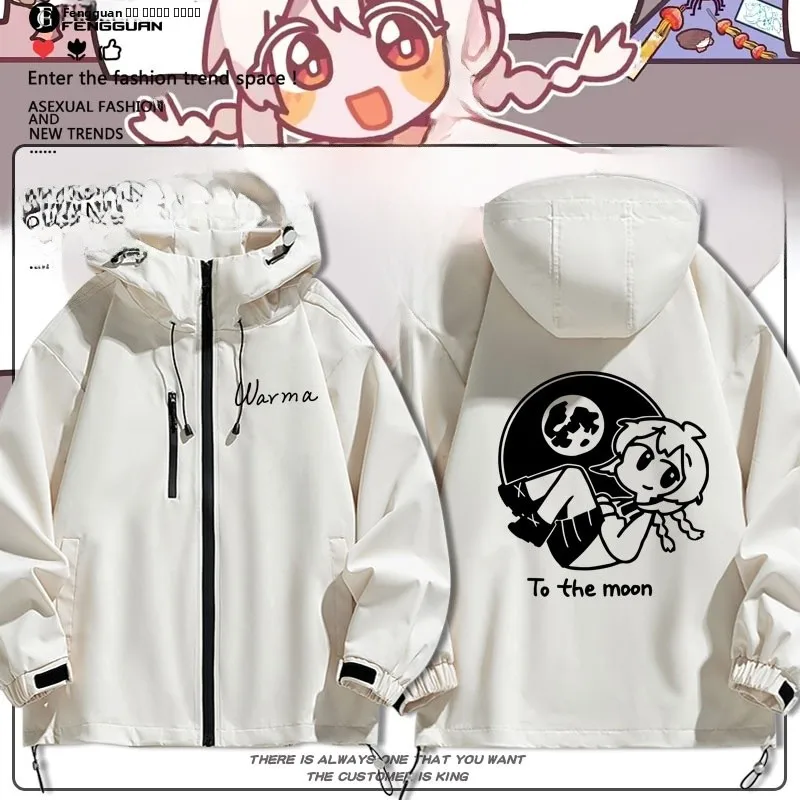 

Warma Cartoon Jaet ex Loose Fit Youth Faion Polyester Fiber Long Sve Zipper Closure Hooded Coat for Spring Autumn ...