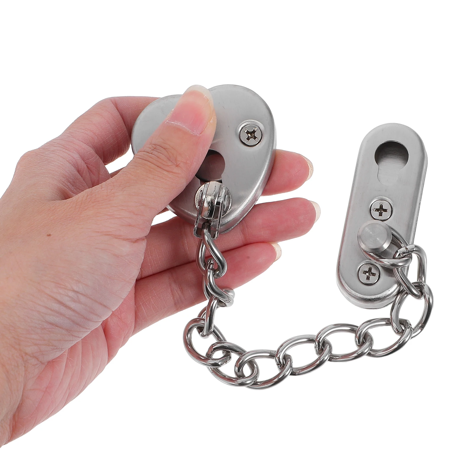 

Anti-Theft Door Chain Lock Stainless Steel No-Drill Heavy Duty Security Latch Adjustable Ring Buckle for Hotel Home Apartment