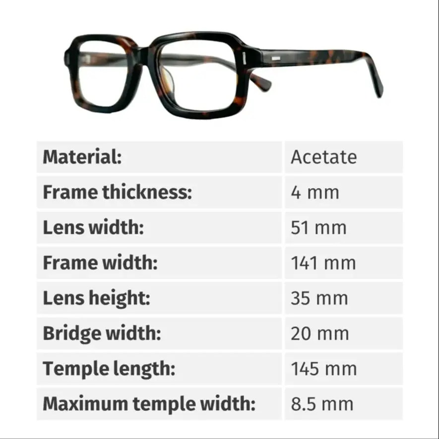 Prescription Reading Glasses, Anti Blue Light, Retro Wide Acetate Frame, High Myopia Compatible, Fashion Eyewear for Men & Women